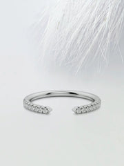 Round Cut Moissanite Open Diamond Wedding Band in Solid Gold Mapple Gems